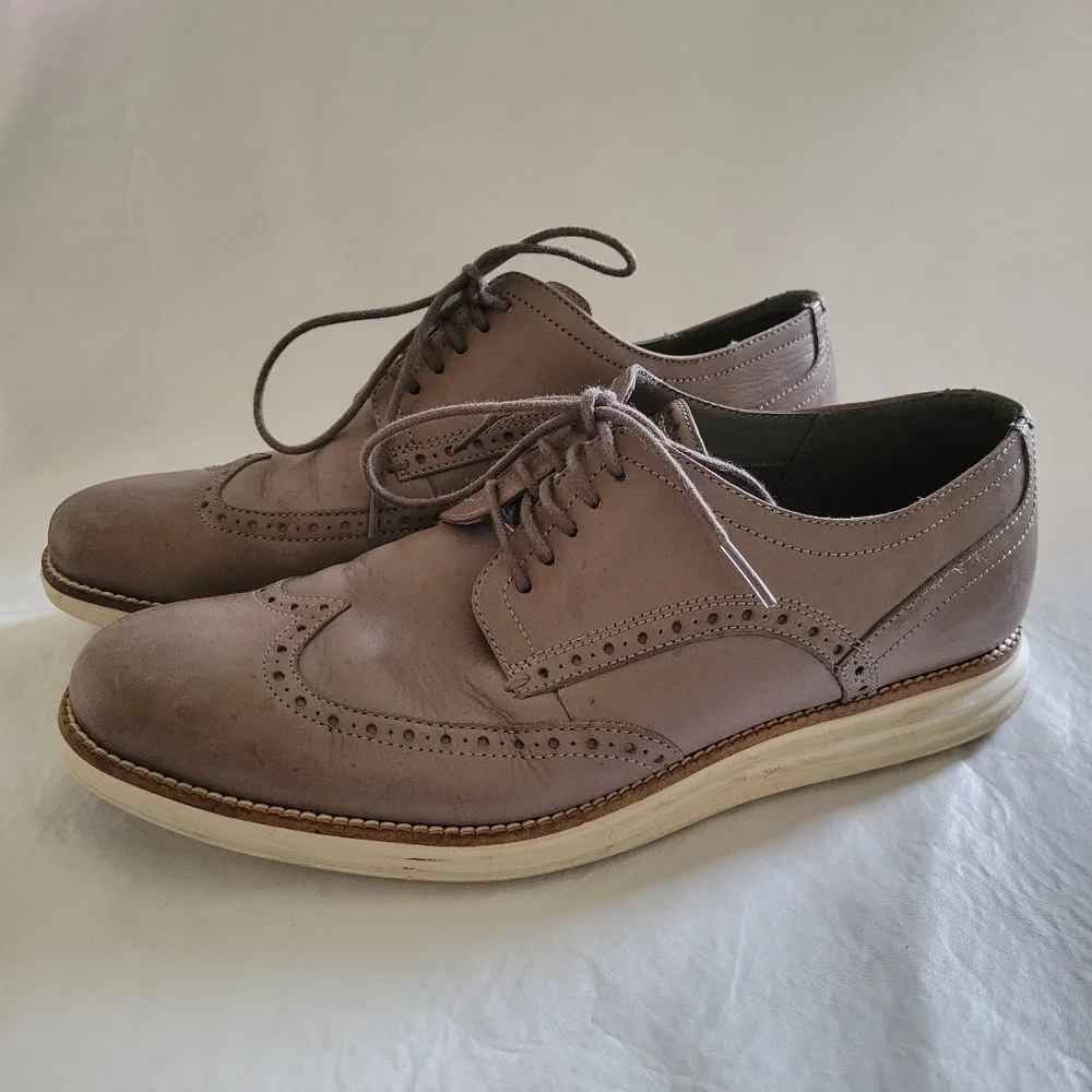 COLE HAAN Zerogrand Wingtip Gray Blue Leather Lace Up Oxford Size 10 wide
